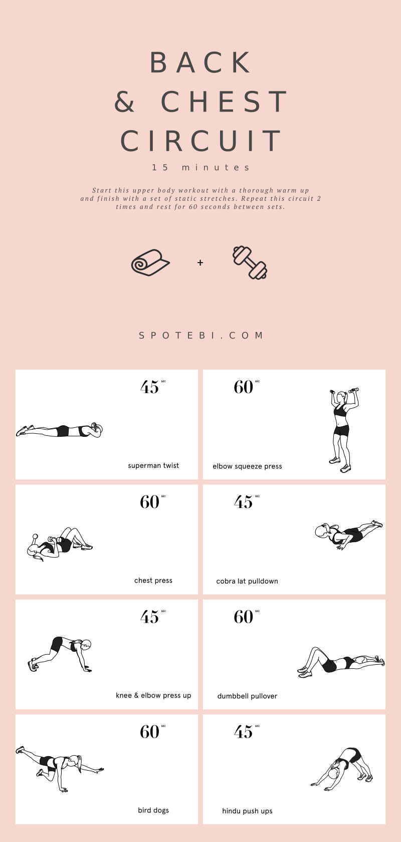 Try this 15-Minute Back and Chest Circuit today to tone your muscles and get a stronger and leaner upper body! https://www.spotebi.com/workout-routines/15-minute-back-chest-circuit/