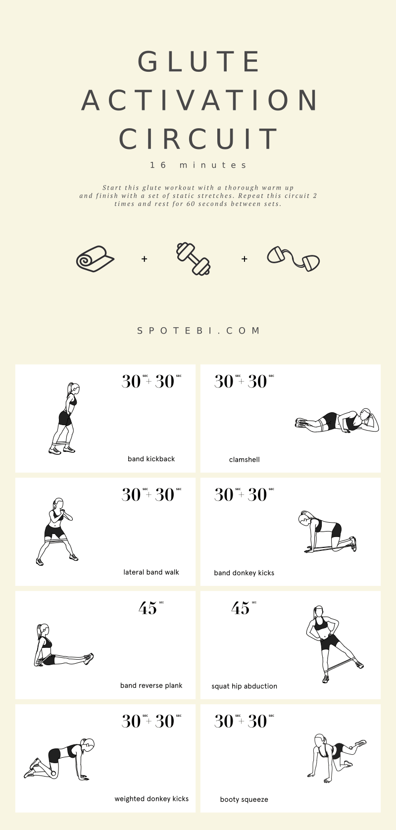 Did you know that dormant or inactive glutes are probably the main reason why most people struggle to grow their booty? If this is you, then this 16-Minute Glute Activation Circuit is going to wake up all three major muscles in your bum! https://www.spotebi.com/workout-routines/16-minute-glute-activation-circuit/