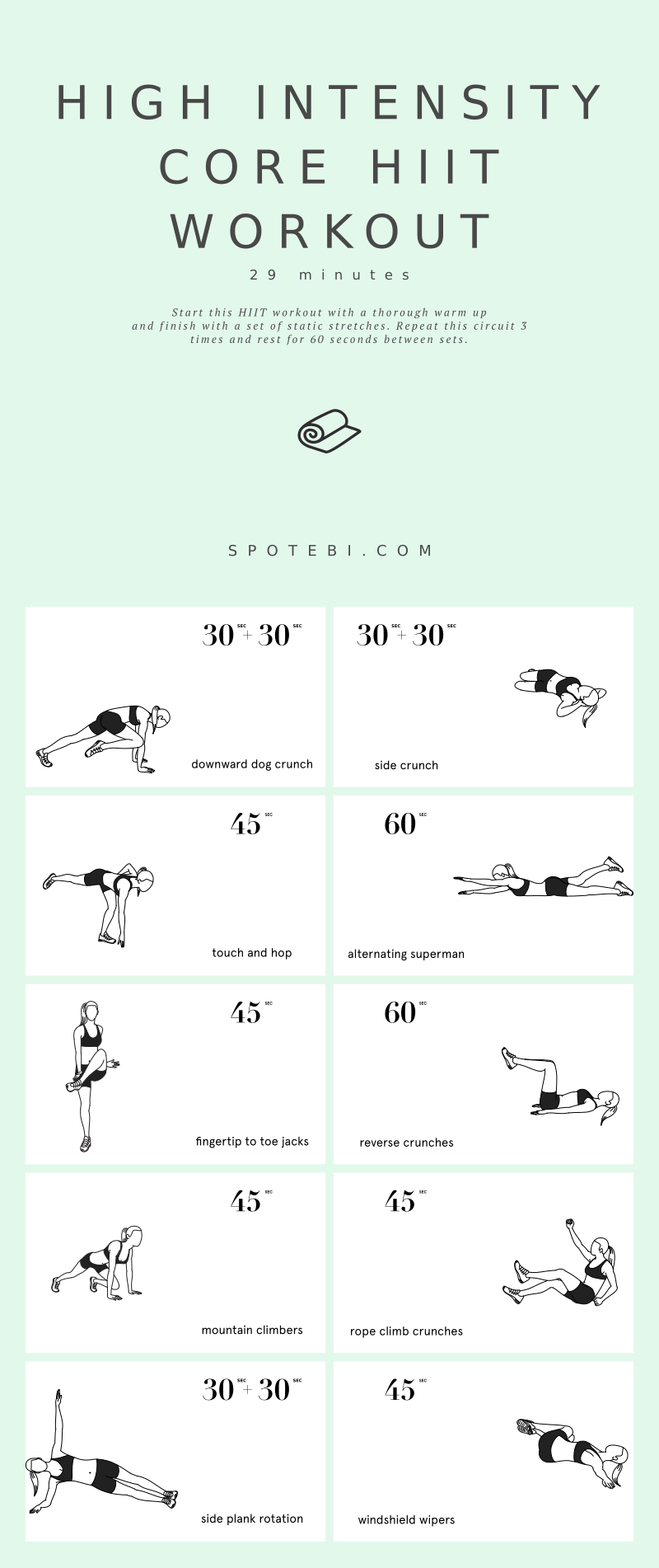 Sculpt, tone, and tighten your whole core at home with this high-intensity workout for women. Improve your cardiovascular endurance, speed up your metabolism, and blast belly fat in less than 30 minutes! https://www.spotebi.com/workout-routines/high-intensity-core-workout/