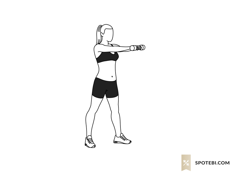 Alternating dumbbell swing exercise guide with instructions, demonstration, calories burned and muscles worked. Learn proper form, discover all health benefits and choose a workout. https://www.spotebi.com/exercise-guide/alternating-dumbbell-swing/