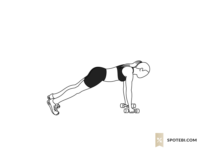 Alternating plank row leg raise exercise guide with instructions, demonstration, calories burned and muscles worked. Learn proper form, discover all health benefits and choose a workout. https://www.spotebi.com/exercise-guide/alternating-plank-row-leg-raise/