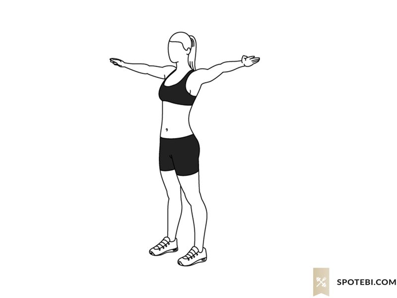 Arm circles exercise guide with instructions, demonstration, calories burned and muscles worked. Learn proper form, discover all health benefits and choose a workout. https://www.spotebi.com/exercise-guide/arm-circles/