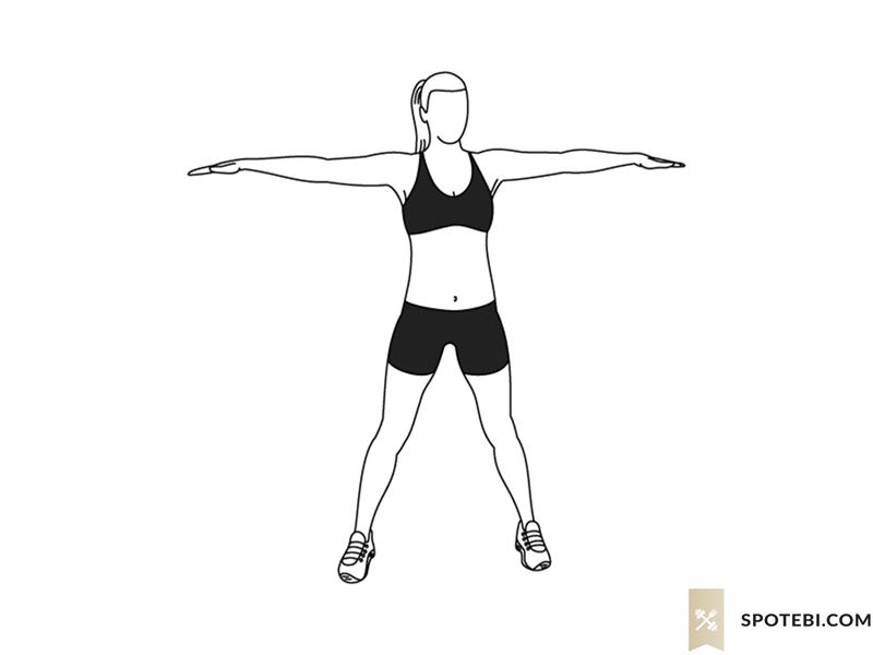 Arm swings exercise guide with instructions, demonstration, calories burned and muscles worked. Learn proper form, discover all health benefits and choose a workout. https://www.spotebi.com/exercise-guide/arm-swings/