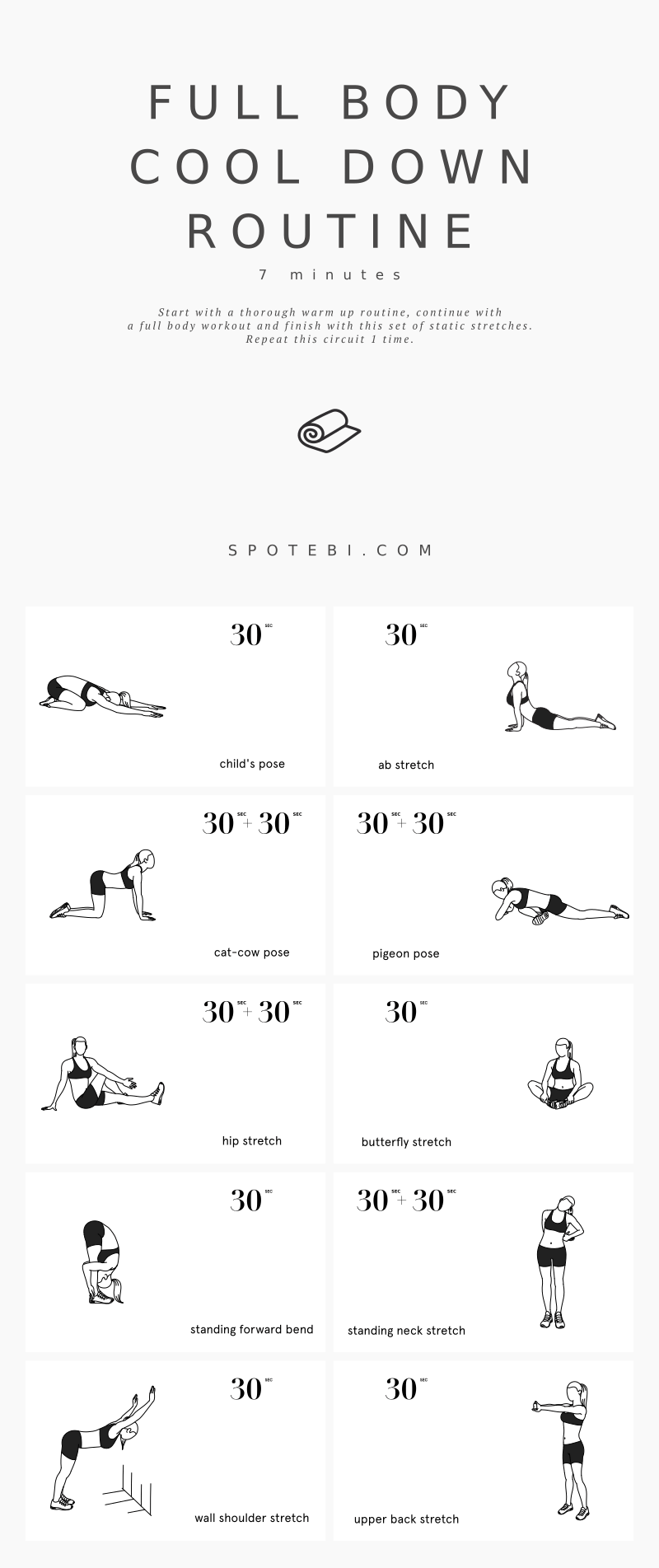 To reap all the amazing benefits of stretching, add this cool down routine at the end of your workouts and deepen each stretch with every exhalation! https://www.spotebi.com/workout-routines/at-home-full-body-cool-down-routine/