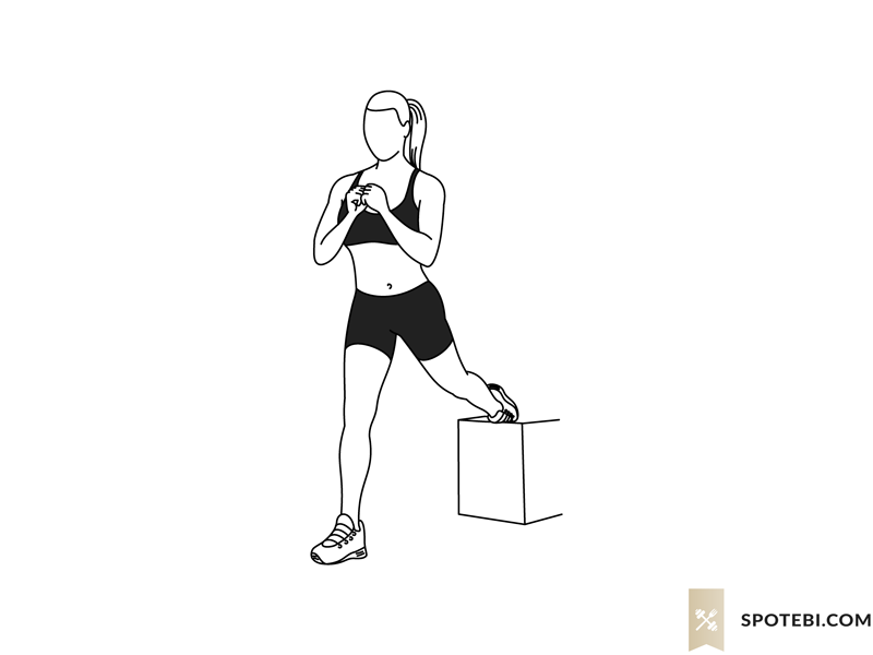 Bulgarian split squat exercise guide with instructions, demonstration, calories burned and muscles worked. Learn proper form, discover all health benefits and choose a workout. https://www.spotebi.com/exercise-guide/bulgarian-split-squat/