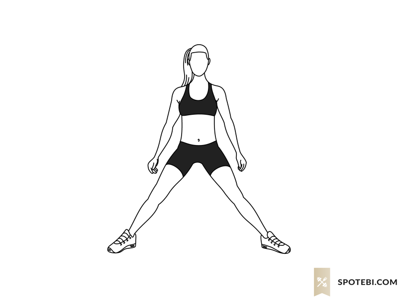 Cossack squat exercise guide with instructions, demonstration, calories burned and muscles worked. Learn proper form, discover all health benefits and choose a workout. https://www.spotebi.com/exercise-guide/cossack-squat/