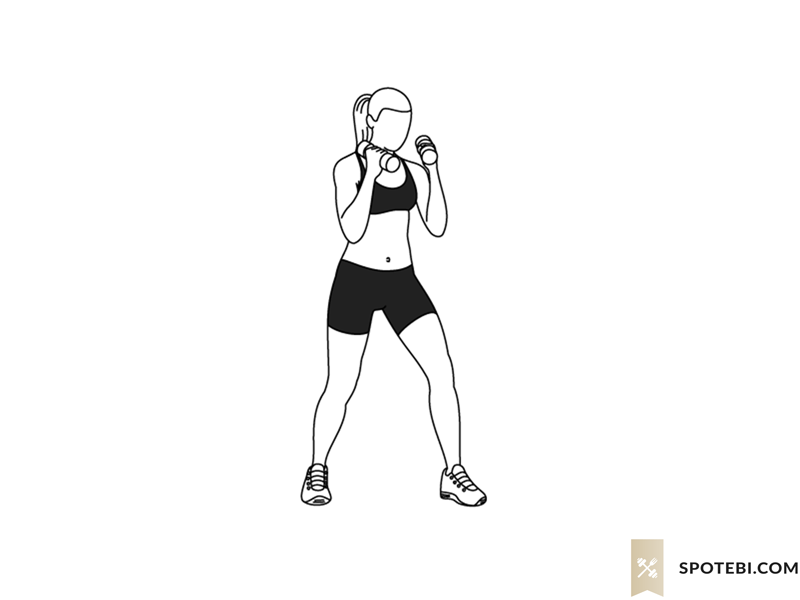 Dumbbell punches exercise guide with instructions, demonstration, calories burned and muscles worked. Learn proper form, discover all health benefits and choose a workout. https://www.spotebi.com/exercise-guide/dumbbell-punches/