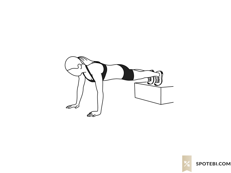 Decline push up exercise guide with instructions, demonstration, calories burned and muscles worked. Learn proper form, discover all health benefits and choose a workout. https://www.spotebi.com/exercise-guide/decline-push-up/