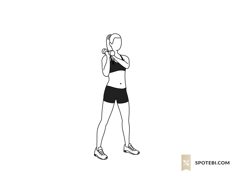 Dumbbell shoulder to shoulder press exercise guide with instructions, demonstration, calories burned and muscles worked. Learn proper form, discover all health benefits and choose a workout. https://www.spotebi.com/exercise-guide/dumbbell-shoulder-to-shoulder-press/