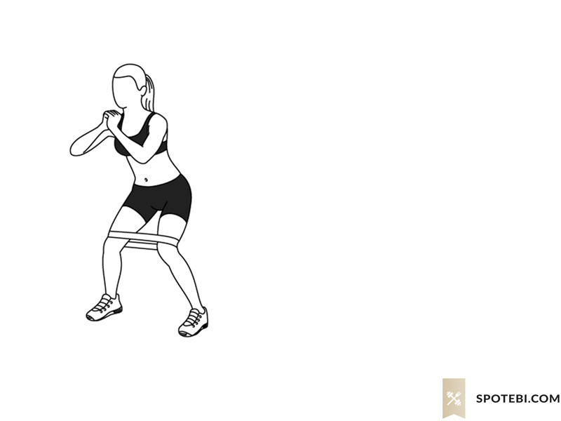 Lateral band walk exercise guide with instructions, demonstration, calories burned and muscles worked. Learn proper form, discover all health benefits and choose a workout. https://www.spotebi.com/exercise-guide/lateral-band-walk/
