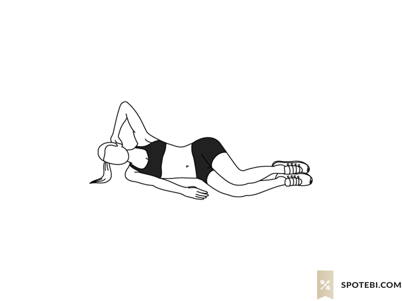 Lying side crunch exercise guide with instructions, demonstration, calories burned and muscles worked. Learn proper form, discover all health benefits and choose a workout. https://www.spotebi.com/exercise-guide/lying-side-crunch/