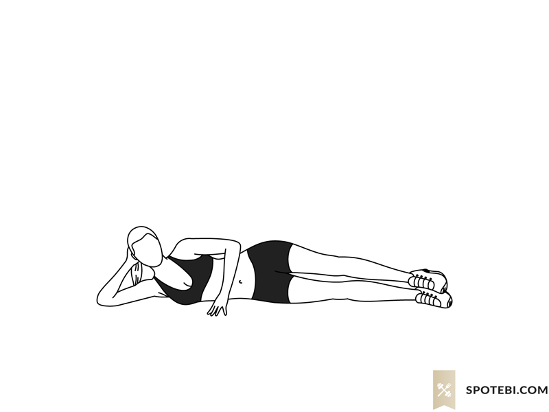 Side lying hip abduction exercise guide with instructions, demonstration, calories burned and muscles worked. Learn proper form, discover all health benefits and choose a workout. https://www.spotebi.com/exercise-guide/side-lying-hip-abduction/