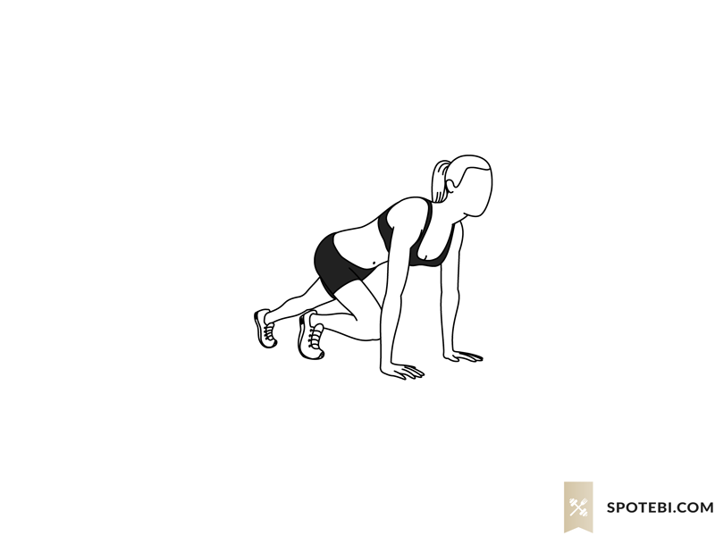 Mountain climbers exercise guide with instructions, demonstration, calories burned and muscles worked. Learn proper form, discover all health benefits and choose a workout. https://www.spotebi.com/exercise-guide/mountain-climbers/