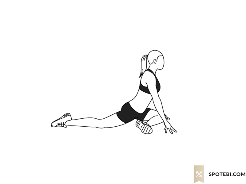 Pigeon glute stretch exercise guide with instructions, demonstration, calories burned and muscles worked. Learn proper form, discover all health benefits and choose a workout. https://www.spotebi.com/exercise-guide/pigeon-glute-stretch/