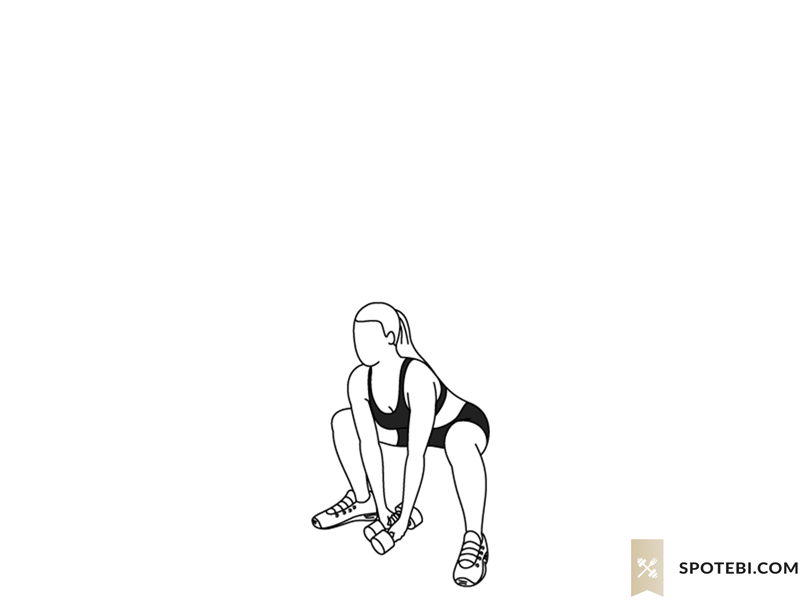 Squat with overhead tricep extension exercise guide with instructions, demonstration, calories burned and muscles worked. Learn proper form, discover all health benefits and choose a workout. https://www.spotebi.com/exercise-guide/squat-overhead-tricep-extension/
