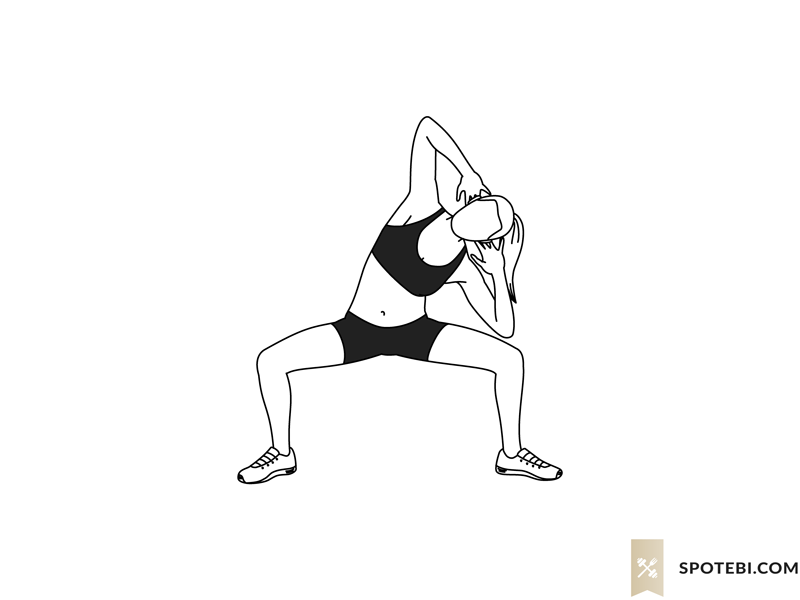 Sumo side bends exercise guide with instructions, demonstration, calories burned and muscles worked. Learn proper form, discover all health benefits and choose a workout. https://www.spotebi.com/exercise-guide/sumo-side-bends/