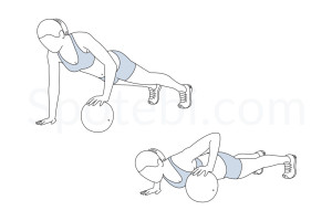 Alternating medicine ball push up exercise guide with instructions, demonstration, calories burned and muscles worked. Learn proper form, discover all health benefits and choose a workout. https://www.spotebi.com/exercise-guide/alternating-medicine-ball-push-up/