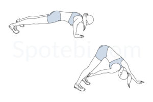 Ankle tap push ups exercise guide with instructions, demonstration, calories burned and muscles worked. Learn proper form, discover all health benefits and choose a workout. https://www.spotebi.com/exercise-guide/ankle-tap-push-ups/