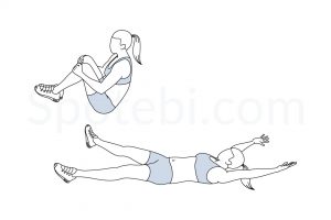 Bent leg jackknife exercise guide with instructions, demonstration, calories burned and muscles worked. Learn proper form, discover all health benefits and choose a workout. https://www.spotebi.com/exercise-guide/bent-leg-jackknife/