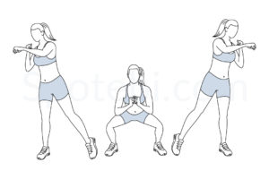 Boxer squat punch exercise guide with instructions, demonstration, calories burned and muscles worked. Learn proper form, discover all health benefits and choose a workout. https://www.spotebi.com/exercise-guide/boxer-squat-punch/