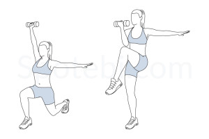 Core control rear lunge exercise guide with instructions, demonstration, calories burned and muscles worked. Learn proper form, discover all health benefits and choose a workout. https://www.spotebi.com/exercise-guide/core-control-rear-lunge/