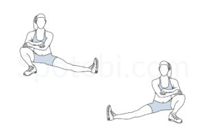 Cossack squat exercise guide with instructions, demonstration, calories burned and muscles worked. Learn proper form, discover all health benefits and choose a workout. https://www.spotebi.com/exercise-guide/cossack-squat/