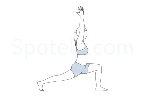 Crescent lunge pose (Anjaneyasana) instructions, illustration and mindfulness practice. Learn about preparatory, complementary and follow-up poses, and discover all health benefits. https://www.spotebi.com/exercise-guide/crescent-lunge-pose/