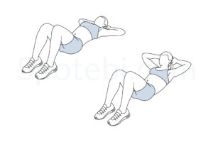 Crunches exercise guide with instructions, demonstration, calories burned and muscles worked. Learn proper form, discover all health benefits and choose a workout. https://www.spotebi.com/exercise-guide/crunches/
