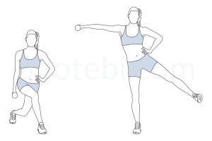 Curtsy lunge side kick raise exercise guide with instructions, demonstration, calories burned and muscles worked. Learn proper form, discover all health benefits and choose a workout. https://www.spotebi.com/exercise-guide/curtsy-lunge-side-kick-raise/