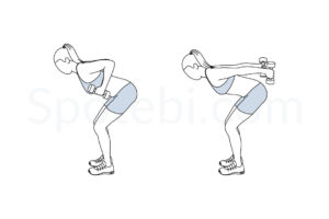 Dumbbell triceps kickback exercise guide with instructions, demonstration, calories burned and muscles worked. Learn proper form, discover all health benefits and choose a workout. https://www.spotebi.com/exercise-guide/dumbbell-triceps-kickback/