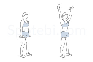 Standing Y raise exercise guide with instructions, demonstration, calories burned and muscles worked. Learn proper form, discover all health benefits and choose a workout. https://www.spotebi.com/exercise-guide/standing-y-raise/