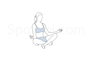Easy pose (Sukhasana) instructions, illustration and mindfulness practice. Learn about preparatory, complementary and follow-up poses, and discover all health benefits. https://www.spotebi.com/exercise-guide/sukhasana/