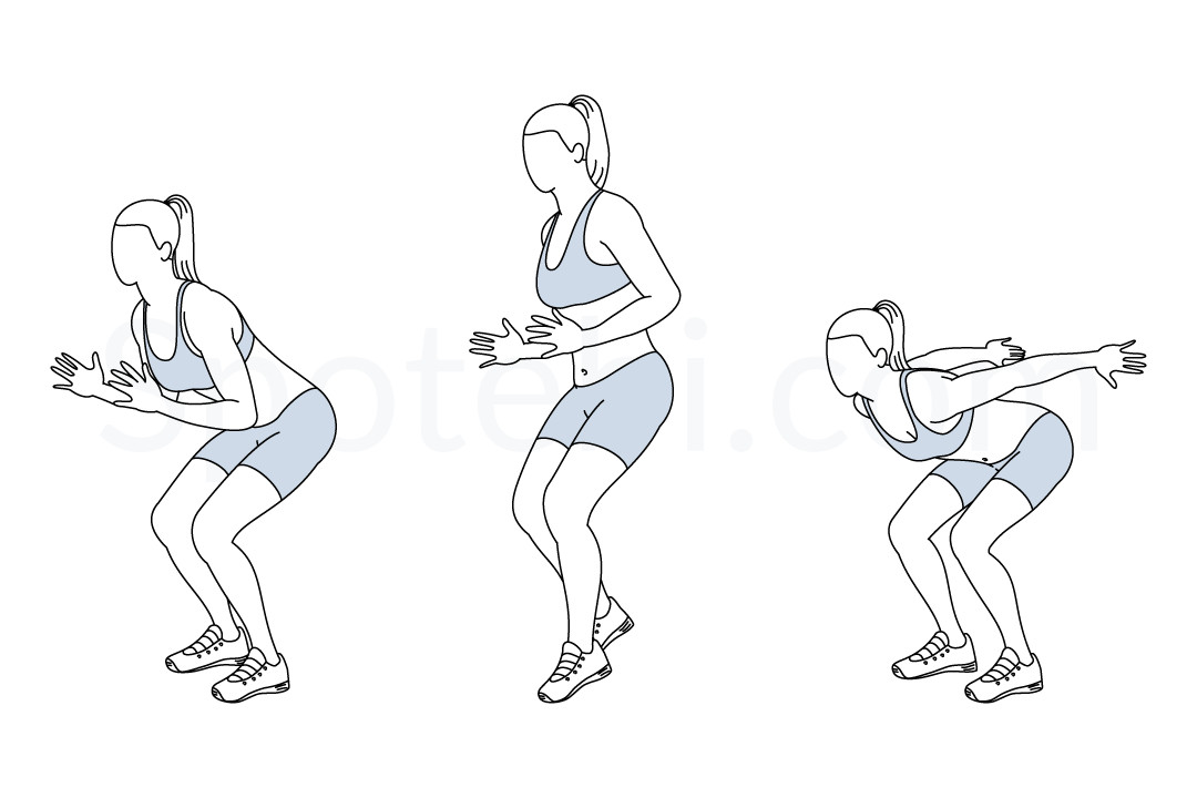 Forward jump shuffle back exercise guide with instructions, demonstration, calories burned and muscles worked. Learn proper form, discover all health benefits and choose a workout. https://www.spotebi.com/exercise-guide/forward-jump-shuffle-back/