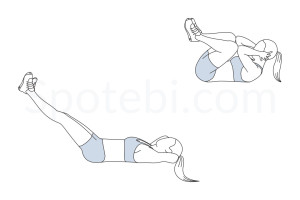 Frog crunches exercise guide with instructions, demonstration, calories burned and muscles worked. Learn proper form, discover all health benefits and choose a workout. https://www.spotebi.com/exercise-guide/frog-crunches/