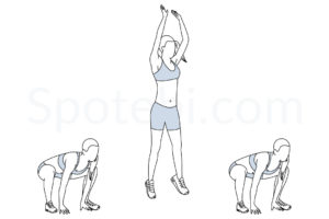 Frog jumps exercise guide with instructions, demonstration, calories burned and muscles worked. Learn proper form, discover all health benefits and choose a workout. https://www.spotebi.com/exercise-guide/frog-jumps/