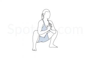Garland pose (Malasana) instructions, illustration, and mindfulness practice. Learn about preparatory, complementary and follow-up poses, and discover all health benefits. https://www.spotebi.com/exercise-guide/garland-pose/
