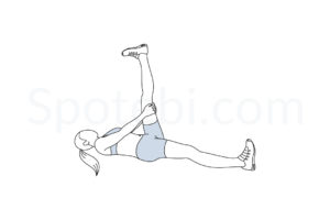 Hamstring stretch exercise guide with instructions, demonstration, calories burned and muscles worked. Learn proper form, discover all health benefits and choose a workout. https://www.spotebi.com/exercise-guide/hamstring-stretch/