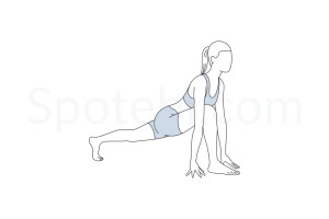 High lunge pose (Alanasana) instructions, illustration and mindfulness practice. Learn about preparatory, complementary and follow-up poses, and discover all health benefits. https://www.spotebi.com/exercise-guide/high-lunge-pose/