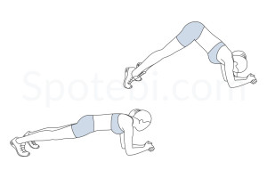 Inverted V plank exercise guide with instructions, demonstration, calories burned and muscles worked. Learn proper form, discover all health benefits and choose a workout. https://www.spotebi.com/exercise-guide/inverted-v-plank/