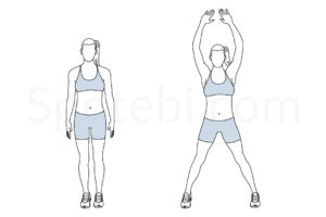 Jumping jacks exercise guide with instructions, demonstration, calories burned and muscles worked. Learn proper form, discover all health benefits and choose a workout. https://www.spotebi.com/exercise-guide/jumping-jacks/