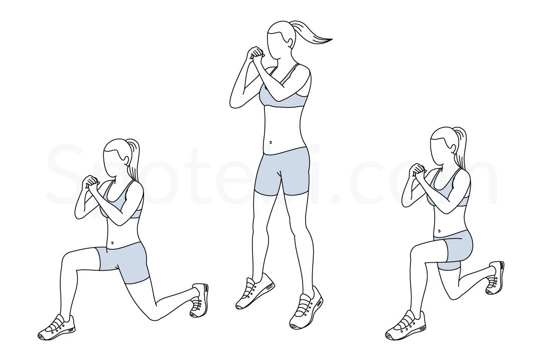 Jumping lunges exercise guide with instructions, demonstration, calories burned and muscles worked. Learn proper form, discover all health benefits and choose a workout. https://www.spotebi.com/exercise-guide/jumping-lunges/