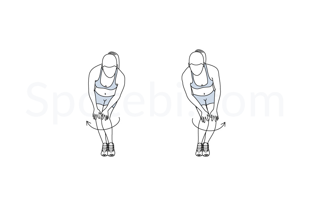 Knee circles exercise guide with instructions, demonstration, calories burned and muscles worked. Learn proper form, discover all health benefits and choose a workout. https://www.spotebi.com/exercise-guide/knee-circles/