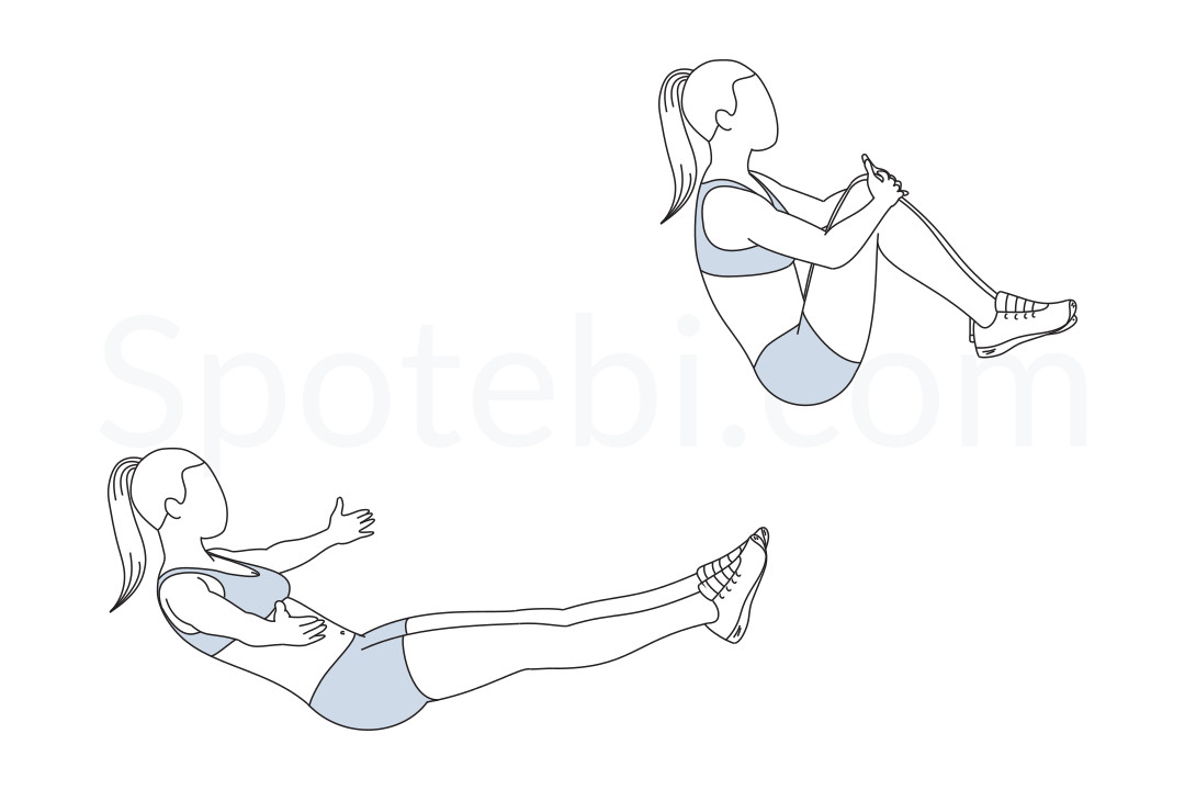 Knee hugs exercise guide with instructions, demonstration, calories burned and muscles worked. Learn proper form, discover all health benefits and choose a workout. https://www.spotebi.com/exercise-guide/knee-hugs/