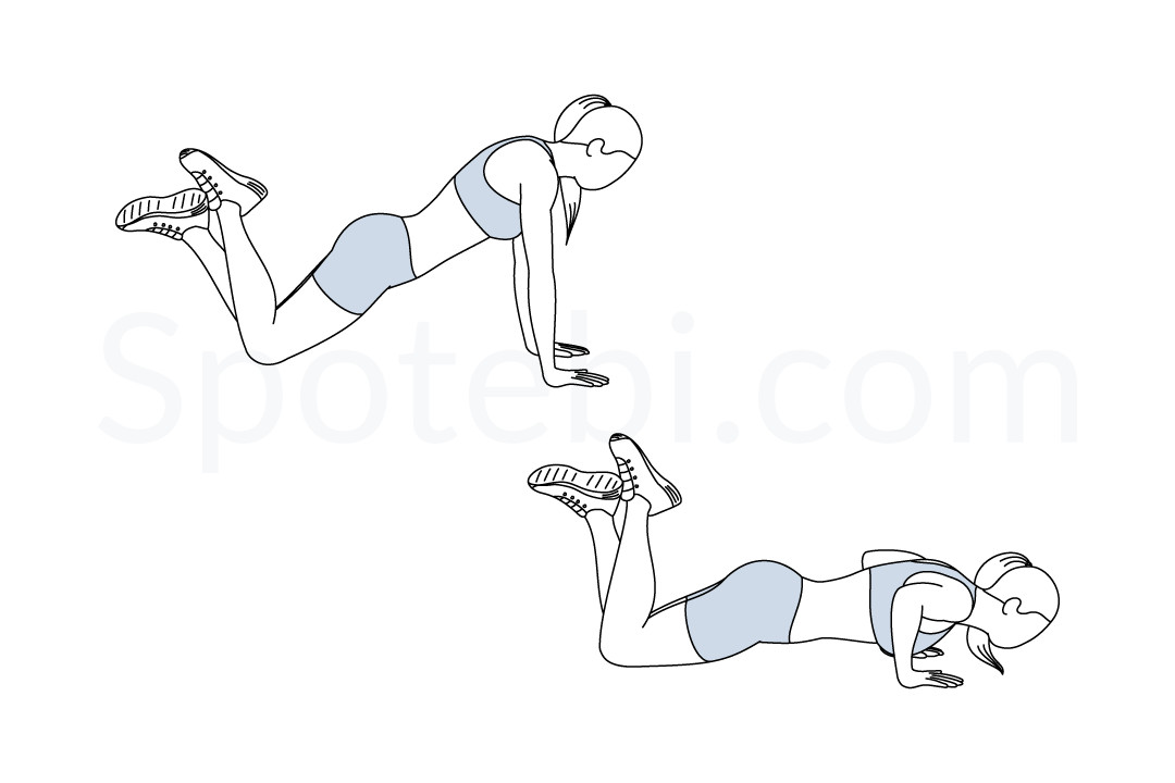 Knee push up exercise guide with instructions, demonstration, calories burned and muscles worked. Learn proper form, discover all health benefits and choose a workout. https://www.spotebi.com/exercise-guide/knee-push-up/