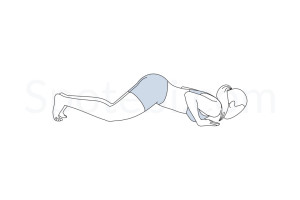 Knees chest chin pose (Ashtanga Namaskara) instructions, illustration and mindfulness practice. Learn about preparatory, complementary and follow-up poses, and discover all health benefits. https://www.spotebi.com/exercise-guide/ashtanga-namaskara/