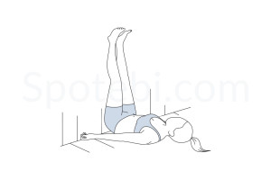 Legs up the wall pose (Viparita Karani) instructions, illustration and mindfulness practice. Learn about preparatory, complementary and follow-up poses, and discover all health benefits. https://www.spotebi.com/exercise-guide/viparita-karani/