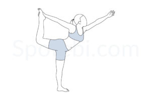Lord of the dance pose (Natarajasana) instructions, illustration, and mindfulness practice. Learn about preparatory, complementary and follow-up poses, and discover all health benefits. https://www.spotebi.com/exercise-guide/lord-of-the-dance-pose/