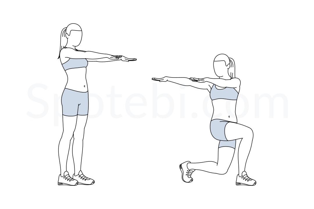 Lunge twist exercise guide with instructions, demonstration, calories burned and muscles worked. Learn proper form, discover all health benefits and choose a workout. https://www.spotebi.com/exercise-guide/lunge-twist/