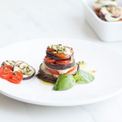 Mediterranean Eggplant, Tomato and Mozzarella Stacks Recipe / @spotebi