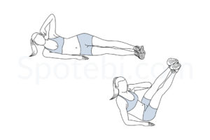 Oblique V crunch exercise guide with instructions, demonstration, calories burned and muscles worked. Learn proper form, discover all health benefits and choose a workout. https://www.spotebi.com/exercise-guide/oblique-v-crunch/